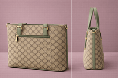 Chloé Monogram "GD" Tote Bag with Sage Green Accents
