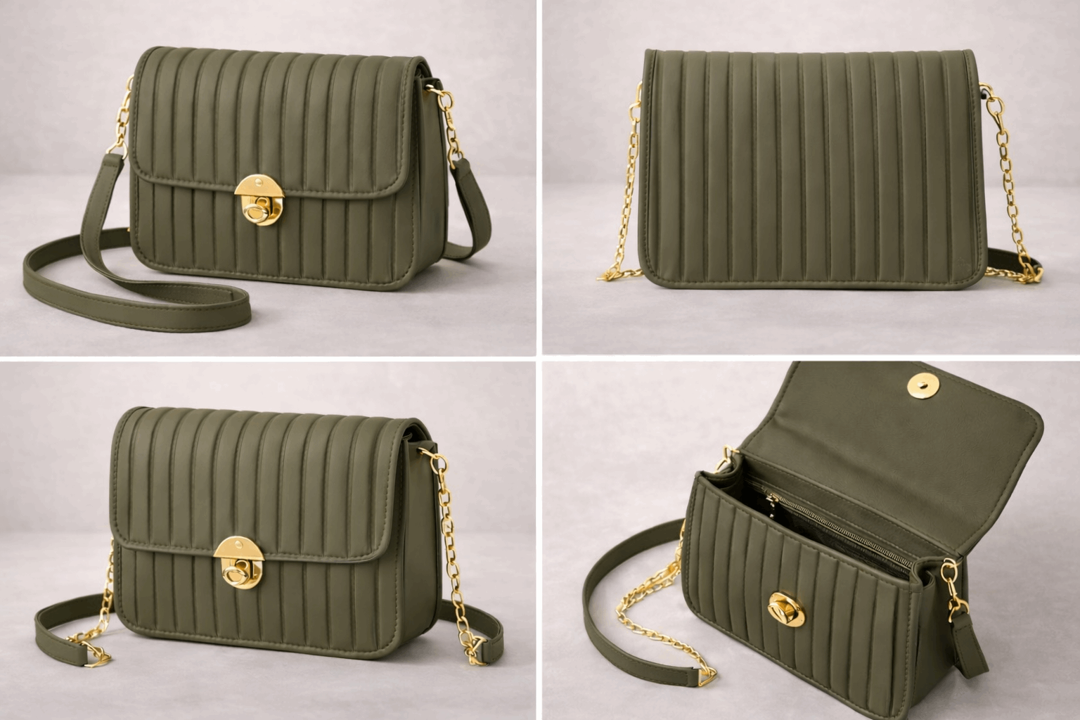 Elegant Dark grayish Brown Pleated Crossbody Bag
