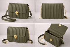 Elegant Dark grayish Brown Pleated Crossbody Bag