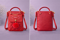 Quilted Vegan Leather Mini Crossbody Bag Bright Red