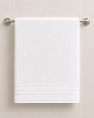 Dobby Border White Bath Towel