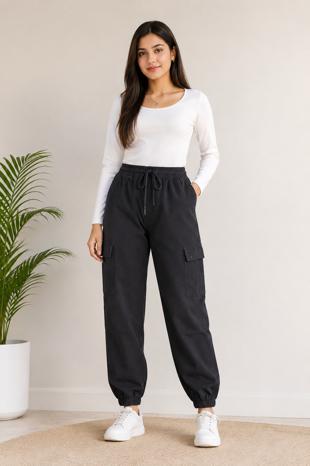 Lightweight Drawstring Trouser Chracoal