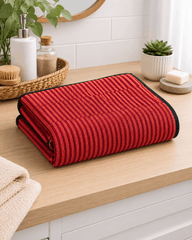 Classic Cotton Linear Bath Towel in Red
