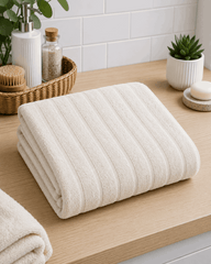 Minimalist Ribbed Cotton Hand Towel (Pack of 2)