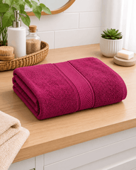 Maroon Nordic Border Bath Towel