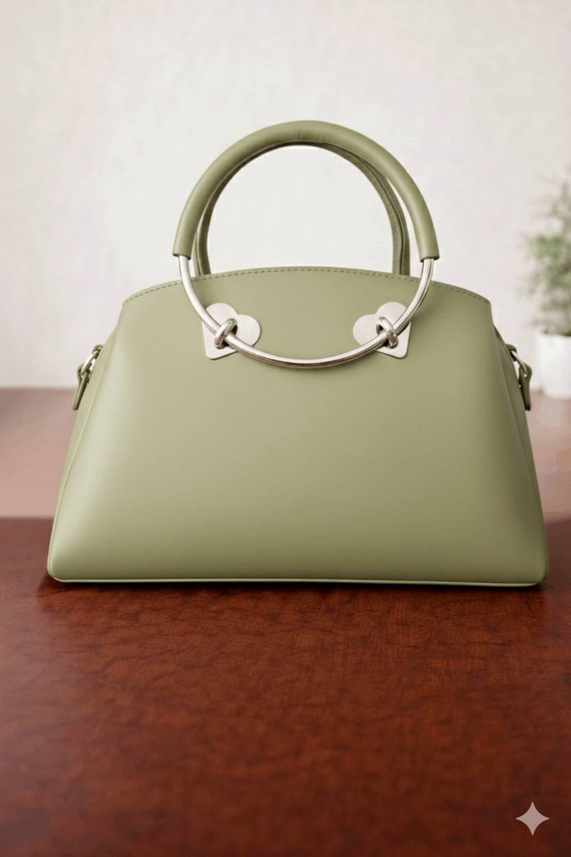 Gloria Heart-Accent Green Top-Handle Handbag