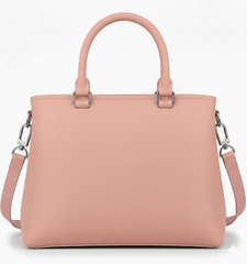 Dual-Handle Crossbody Bag with Black Stripe and Bow