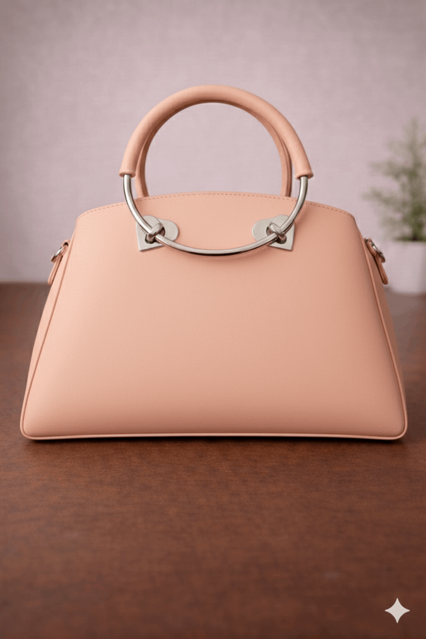 Gloria Heart-Accent Pink Top-Handle Handbag