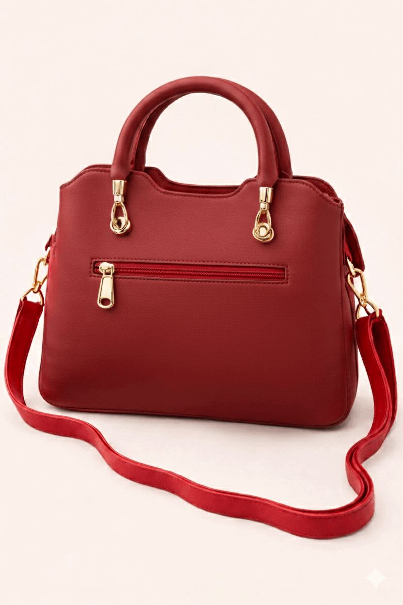 Modern Red Satchel with Detachable Mini Pouch