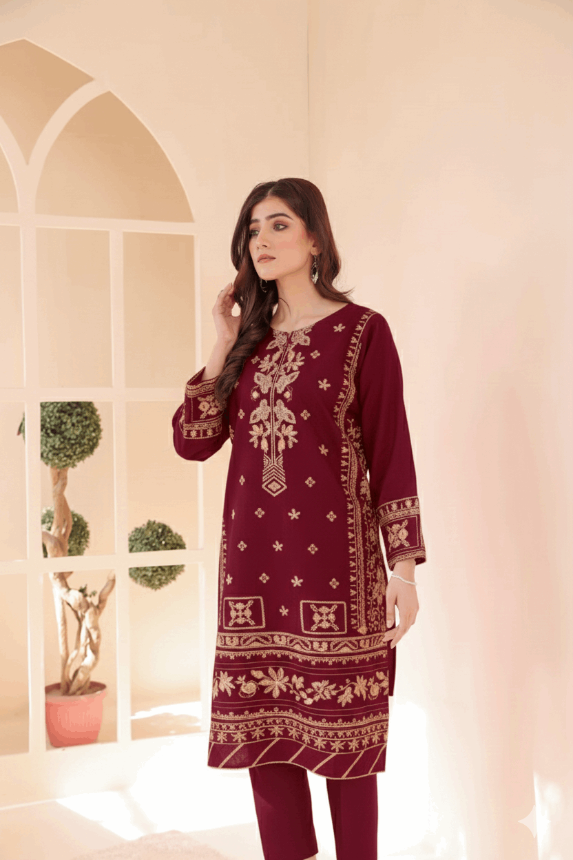2 Piece – Embroidered Cotton Suit # 40