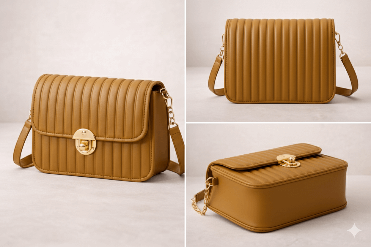 Elegant Mustard Pleated Crossbody Bag