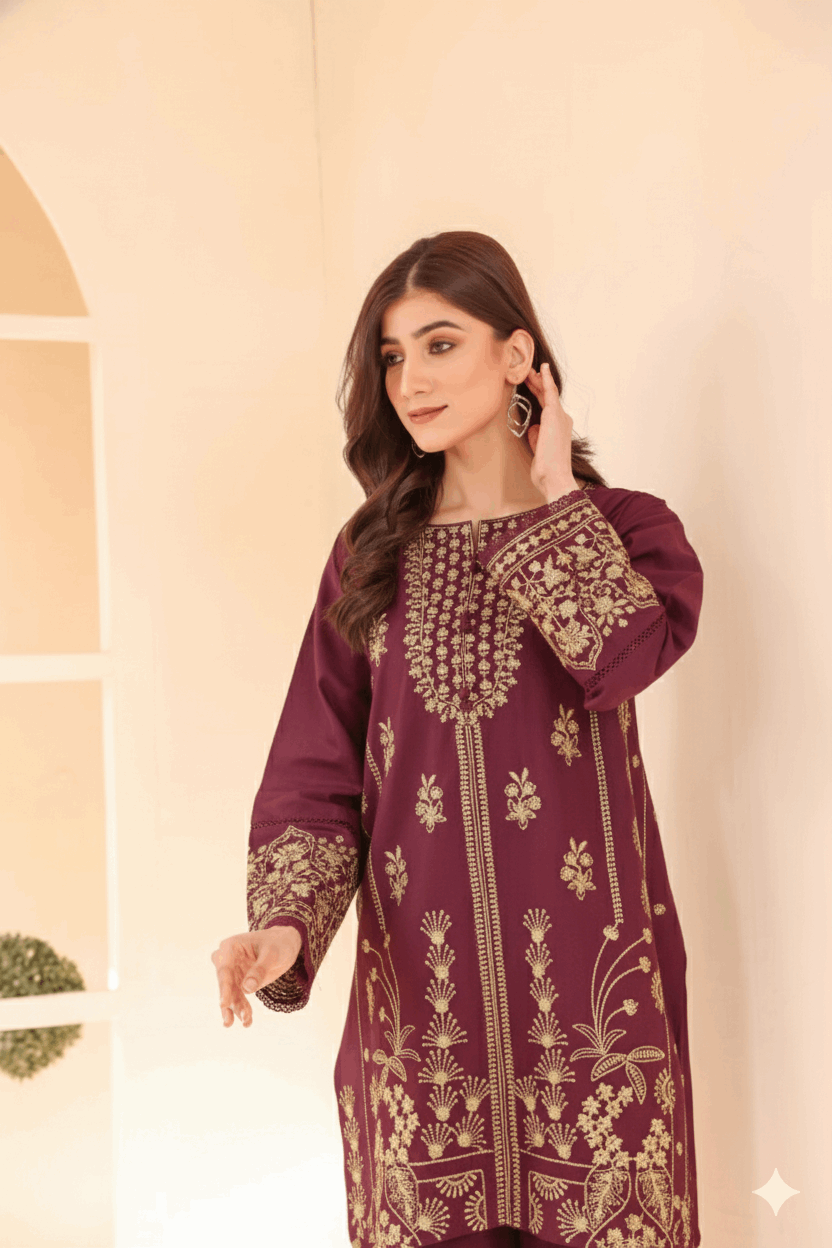 2 Piece – Embroidered Cotton Suit # 33