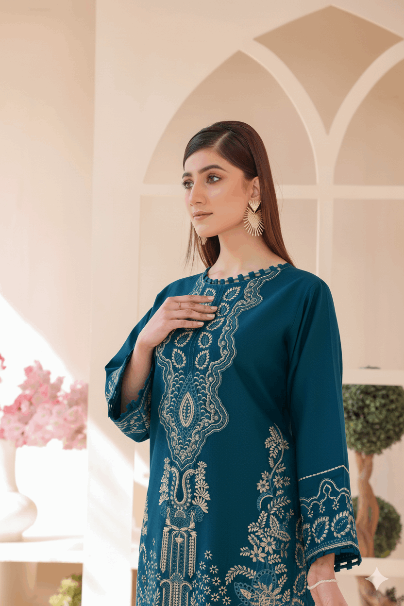 3 Piece – Embroidered Cotton Suit # 17