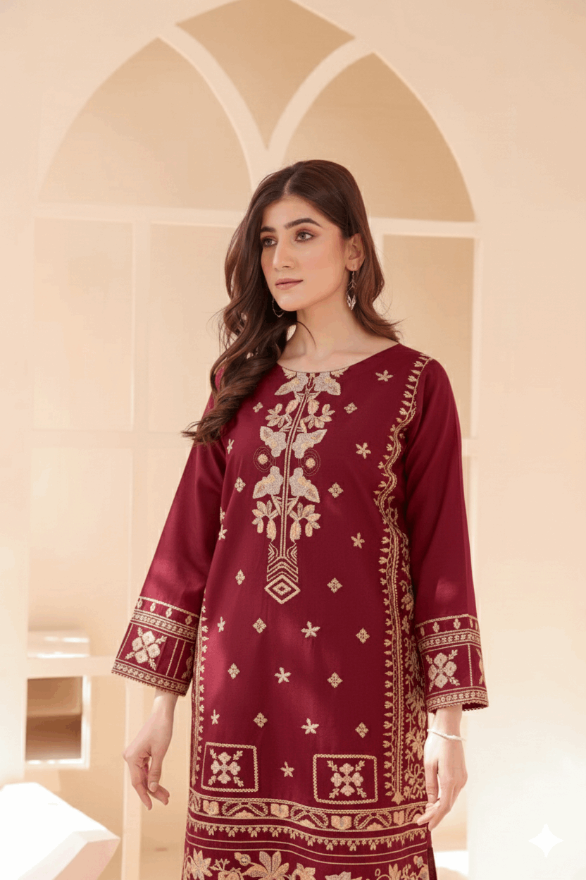 2 Piece – Embroidered Cotton Suit # 40