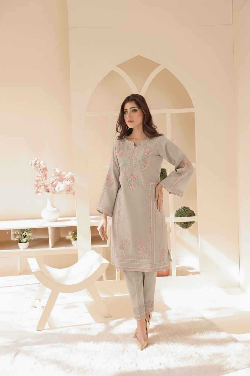 2 Piece – Embroidered Cotton Suit # 32