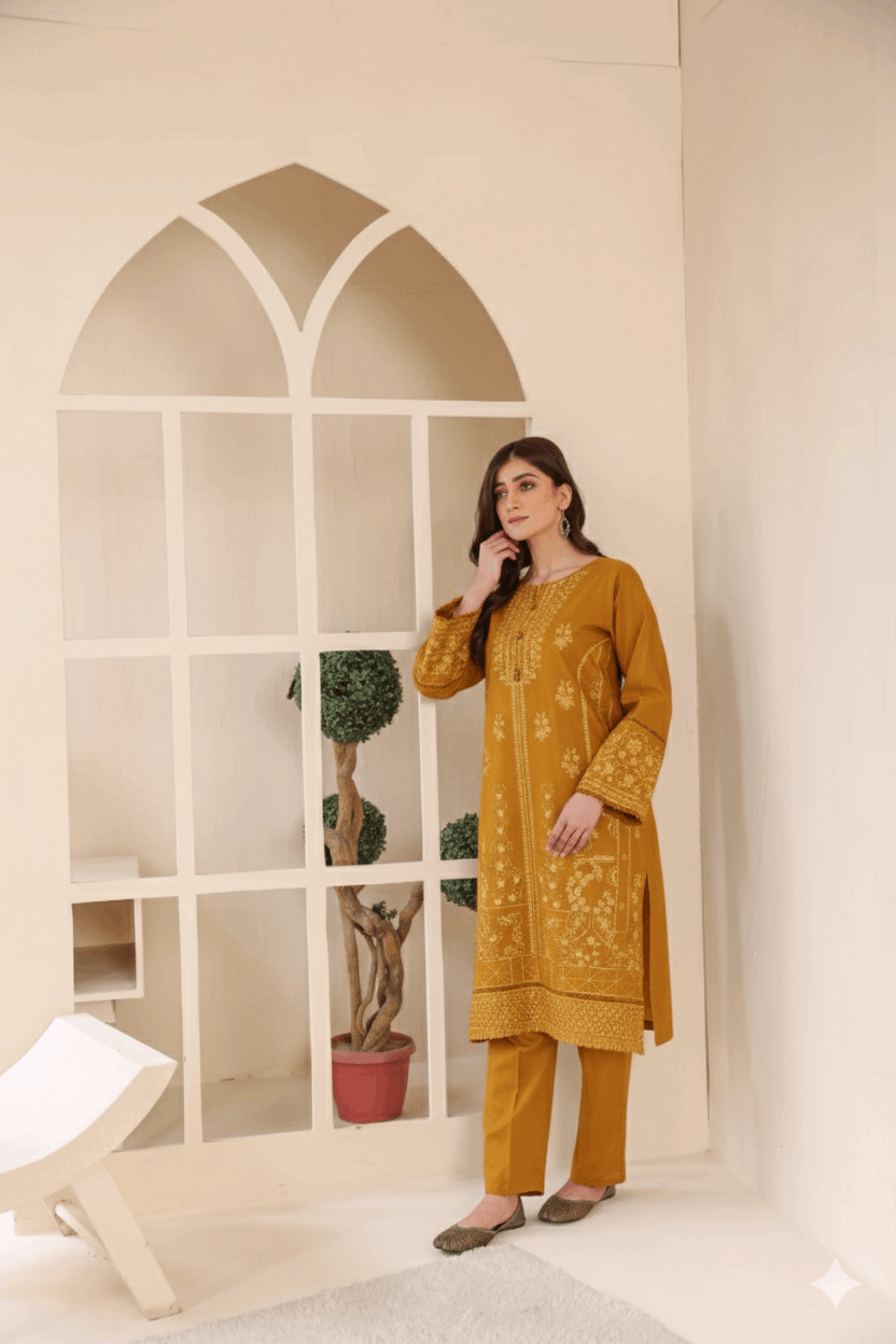 2 Piece – Embroidered Cotton Suit # 34
