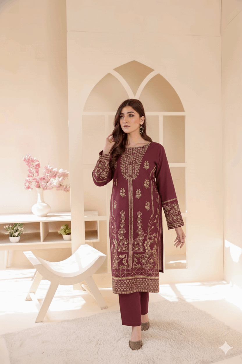 2 Piece – Embroidered Cotton Suit # 33