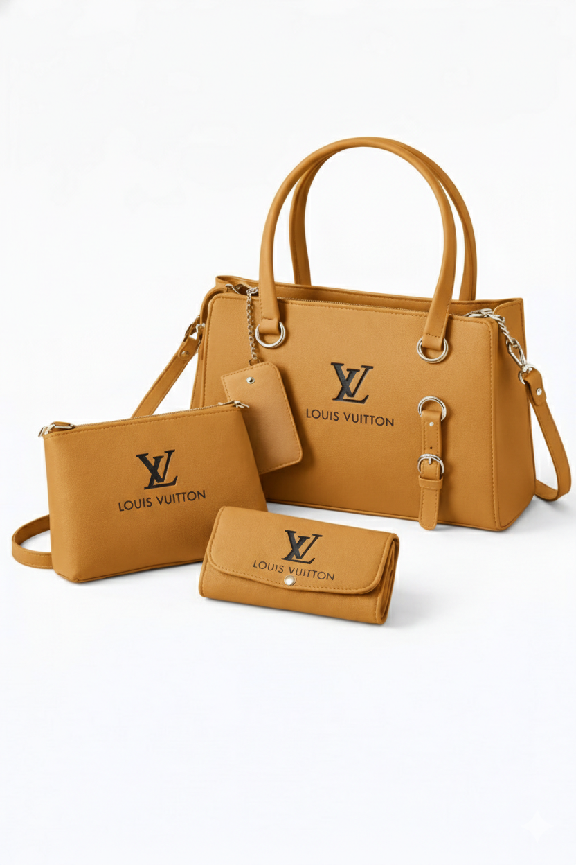 Elegant 3-Piece Mustard Handbag Set