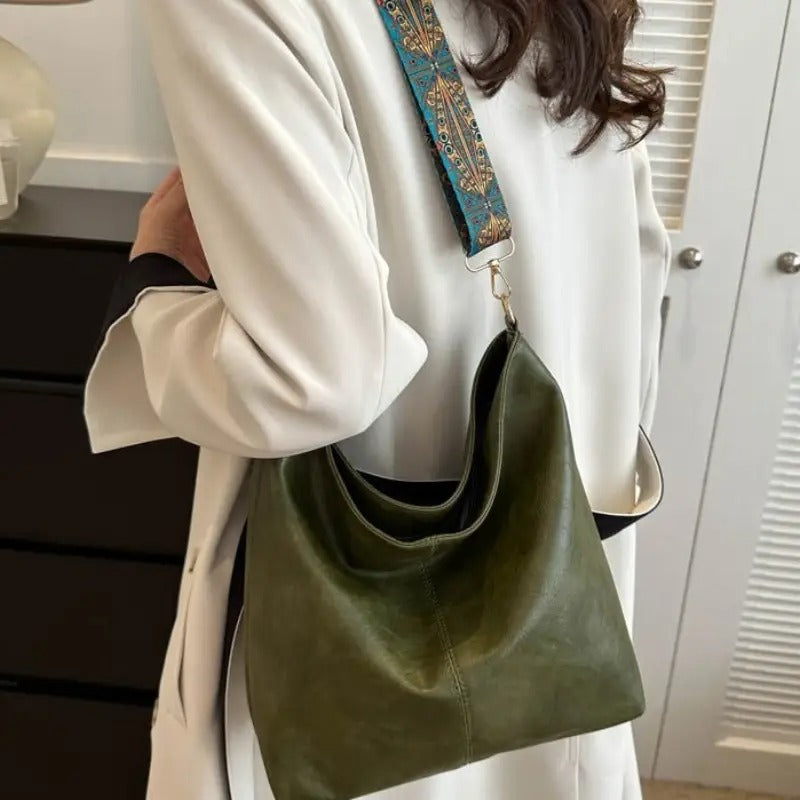 Women'S Shoulder Bag, Vintage Wide Strap Crossbody