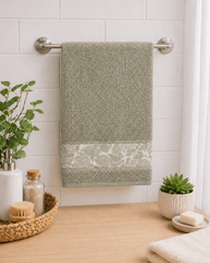 Premium Cotton Bath Towel with Botanical Border