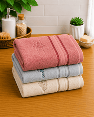 Embroided Nordic Border Hand Towel Set of 2