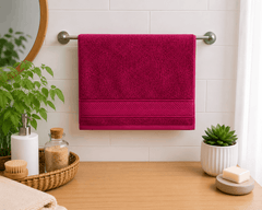 Maroon Nordic Border Bath Towel
