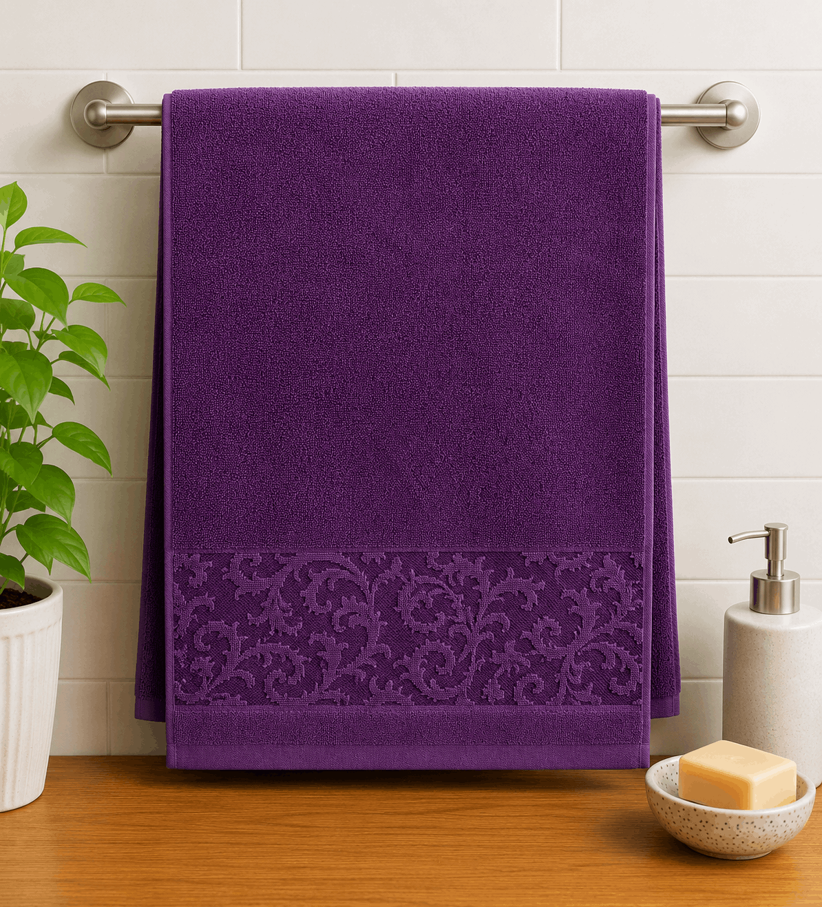 Jauqard Dyed Cotton Hand Towel (Pack of 2)