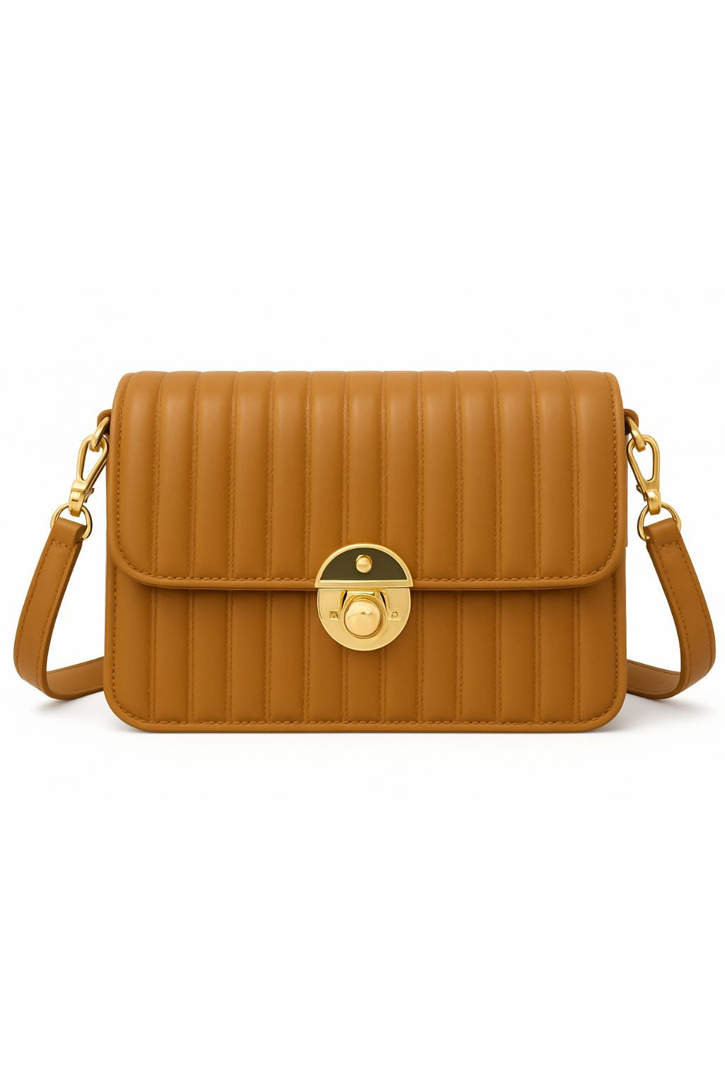 Elegant Mustard Pleated Crossbody Bag