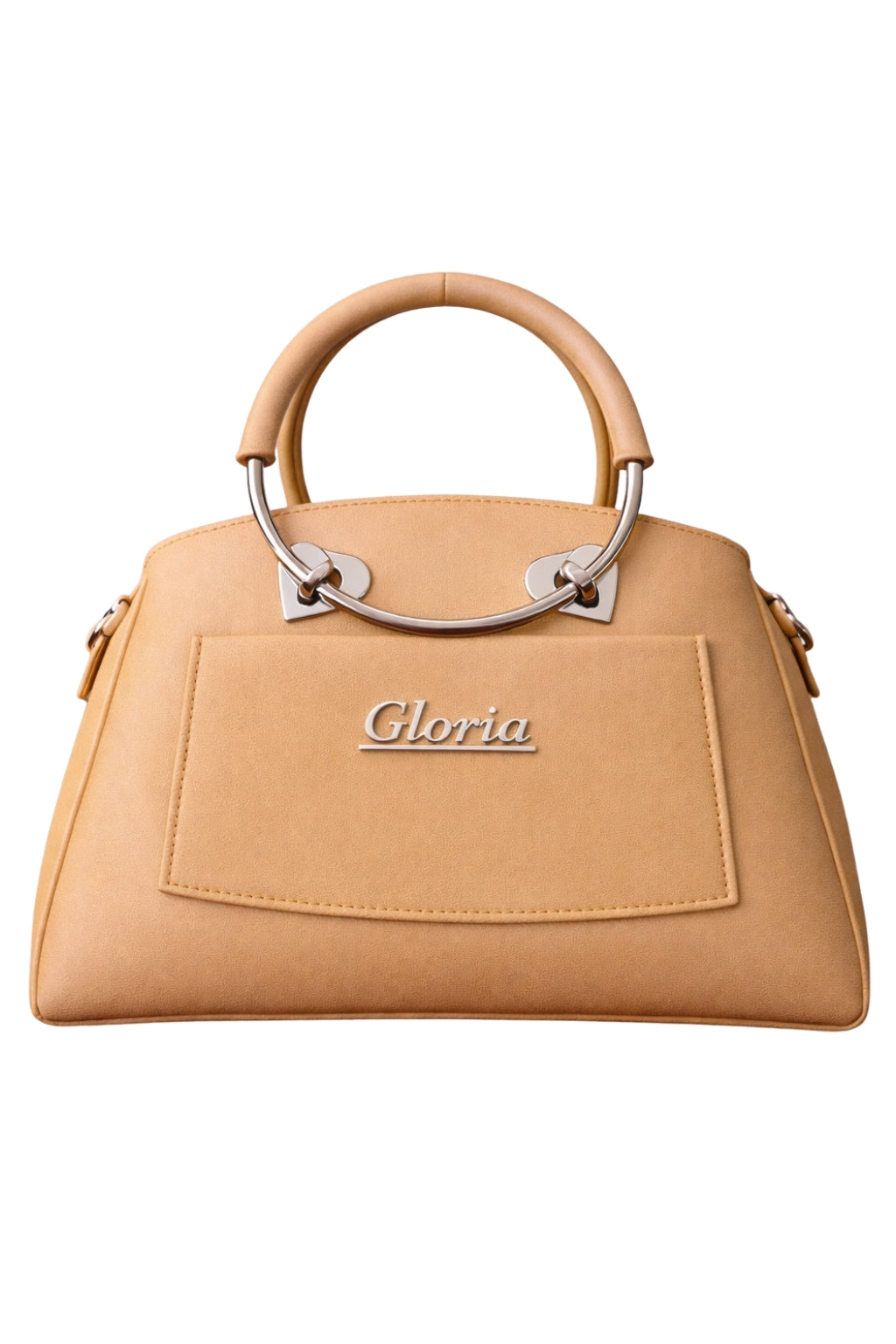 Gloria Heart-Accent Camel Brown Top-Handle Handbag