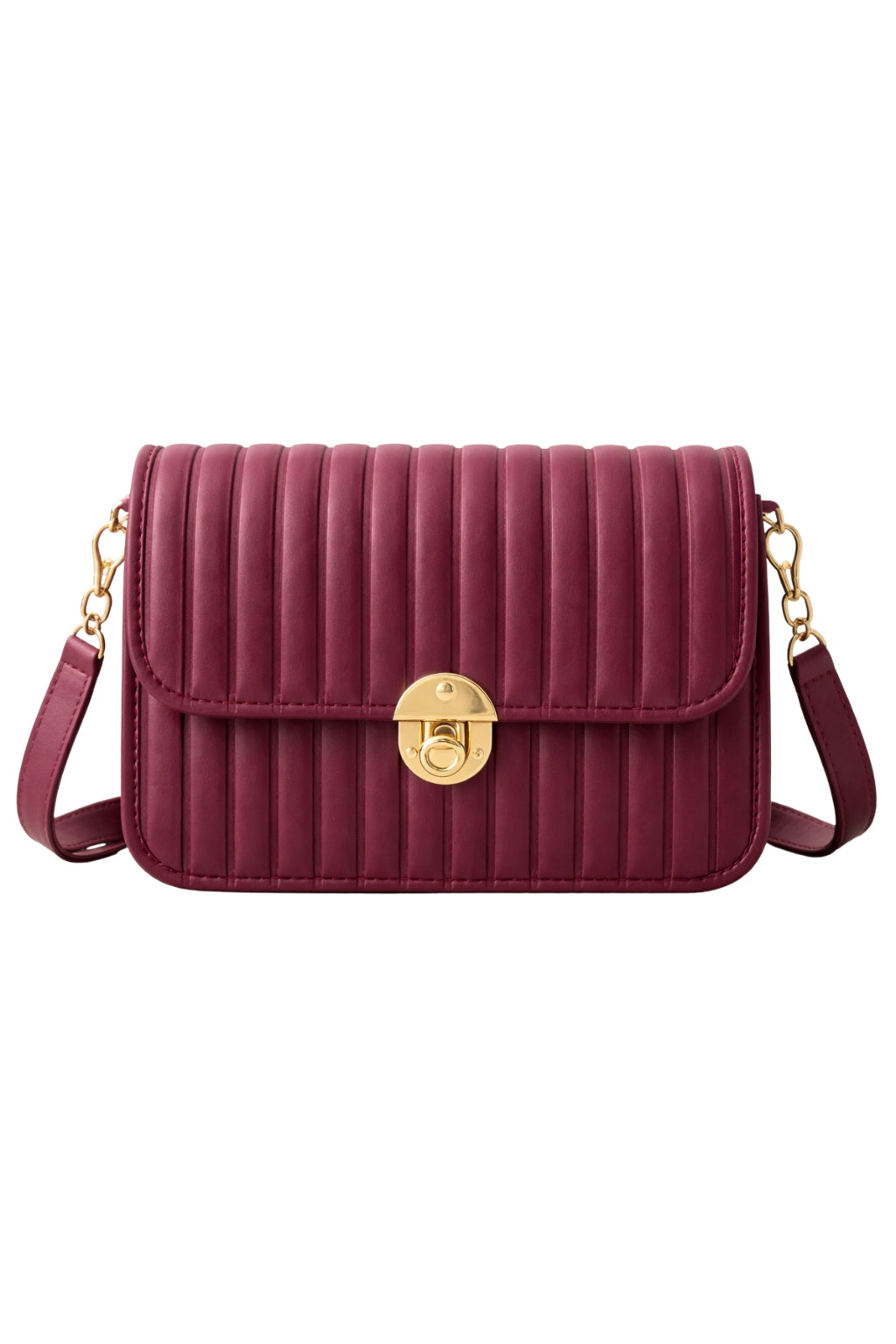 Elegant burgundy Pleated Crossbody Bag