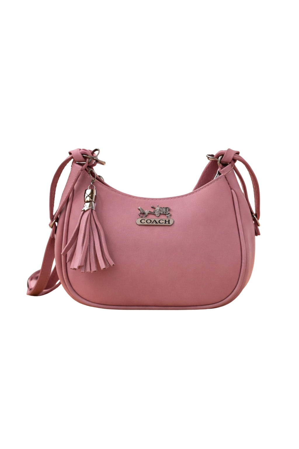 Blush Pink Coach Hobo Bag – Vegan Leather with Tassel Accent
