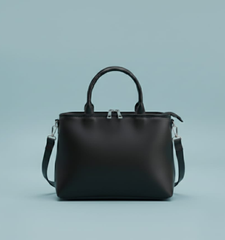 Dual-Handle Crossbody Bag with Purple Stripe and Bow