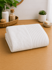 White Zero Twist Stripe  Bath Towel