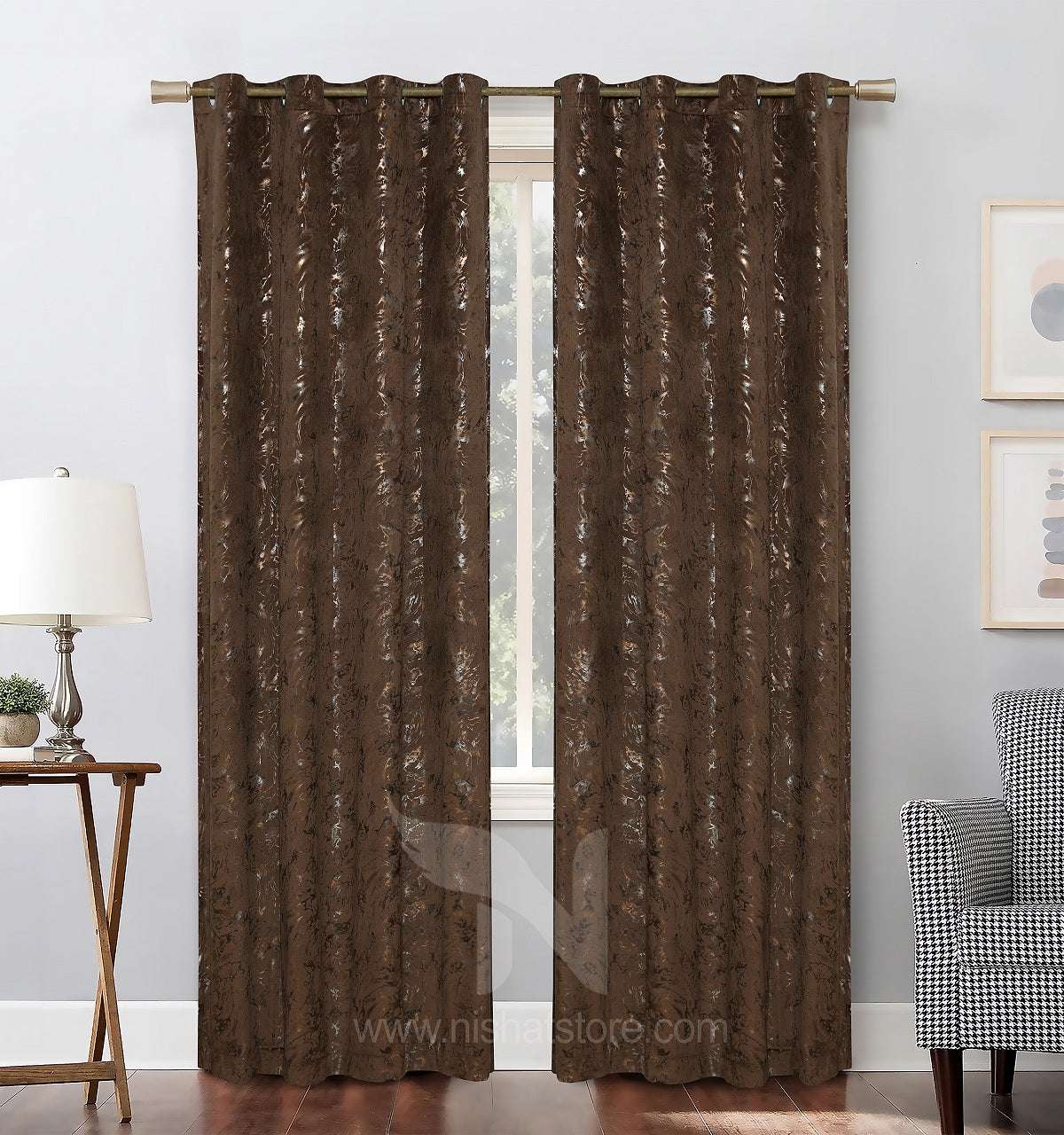 Texture Velvet Curtains Pack of 2 Design # 073