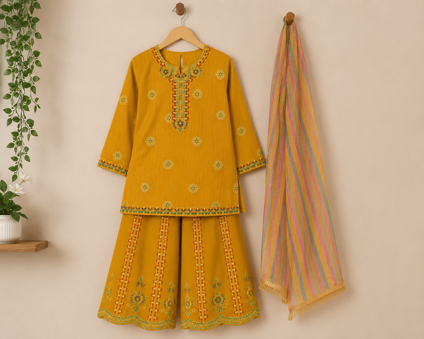 Golden Charm Embroidered Suit