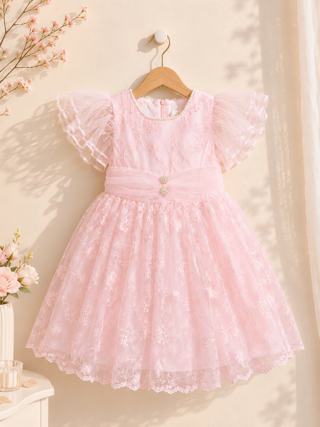 Pearl Bloom Crystal Party Dress