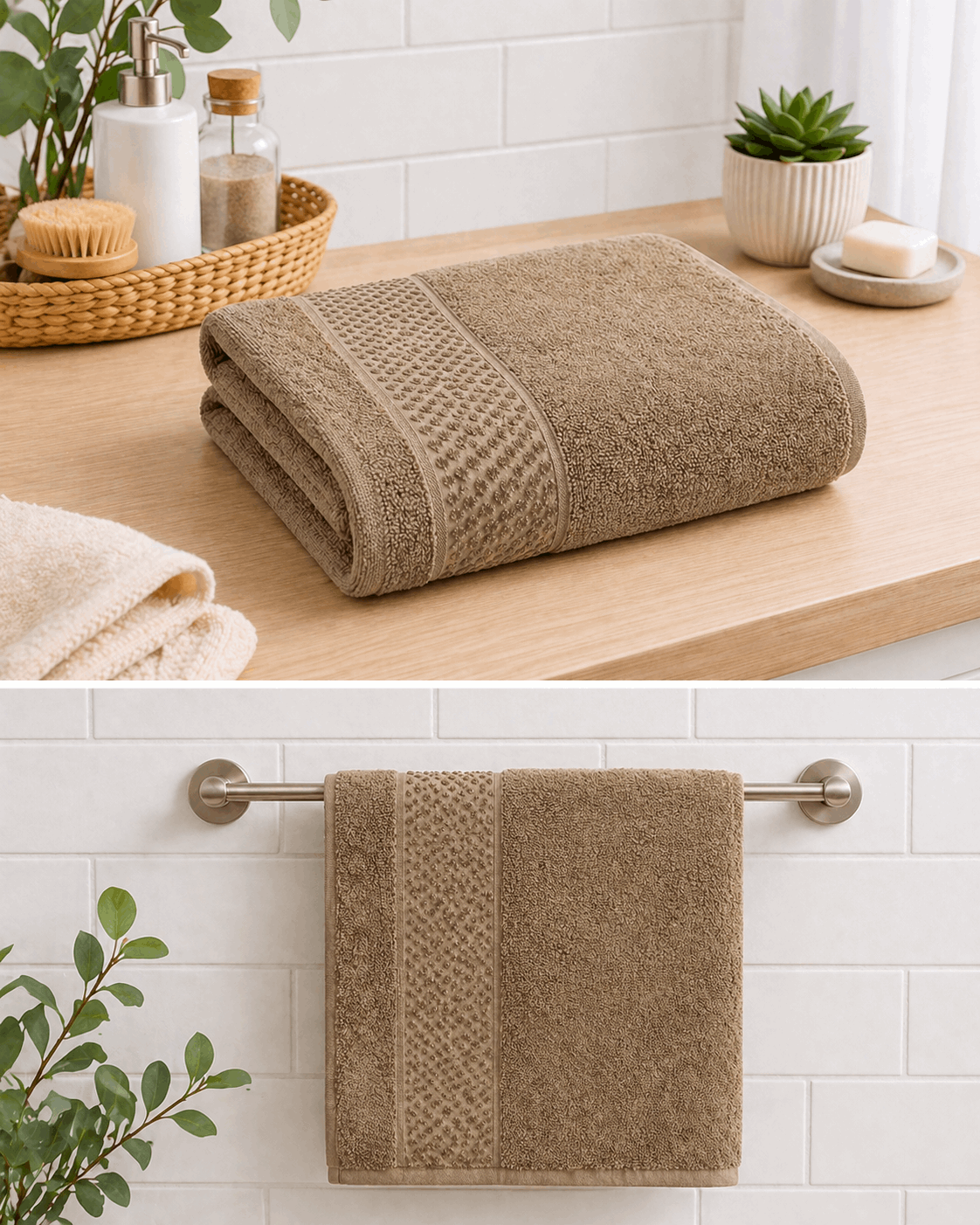 Premium Cotton Bath Towel with Popcorn Border