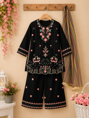 Rosy Black Embroidered Fancy Suit