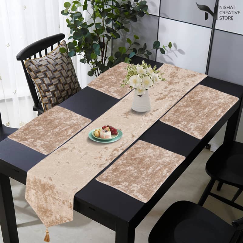Table Runner Set Nc 117 Texture Velvet 9 Pcs Table Runner Set