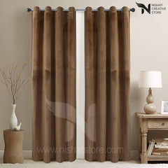 Velvet Curtains Pack Of 2 Plain Design 031
