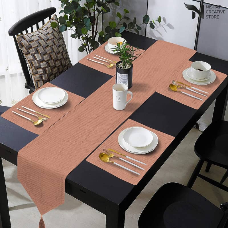 Waffle Cotton Table Runner Set NC 129 - Nishat Creative Store
